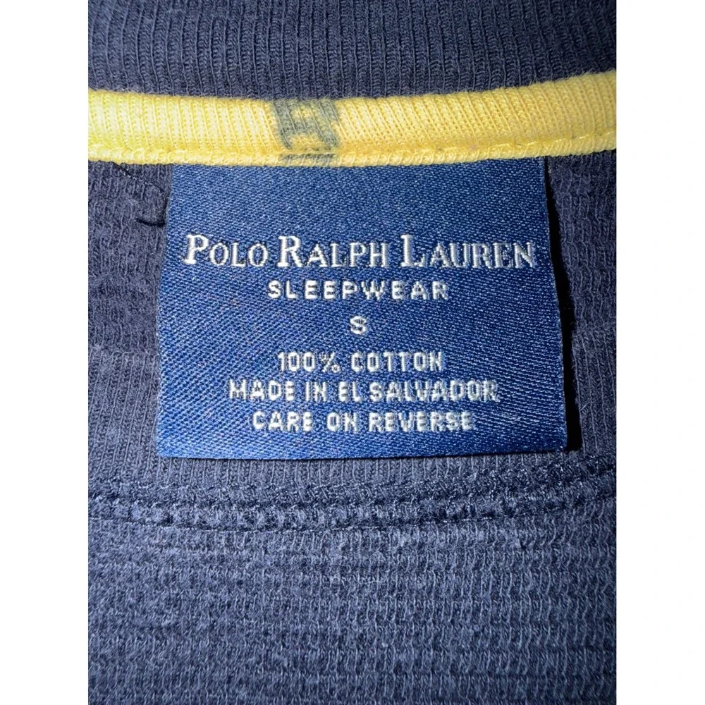 Polo Ralph Lauren Sleepwear Thermal Shirt Mens Small Navy Blue Waffle Knit Pony